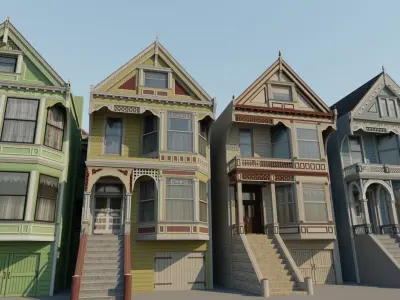 San Francisco Painted Ladies - US West Coast Houses Pack Low-poly 3D model