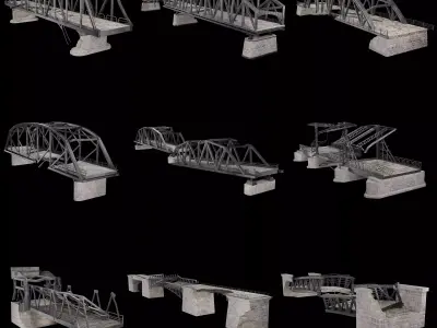 POST APO STEEL METAL BRIDGE PLATFORM BASCULE COLLECTION Low-poly 3D model