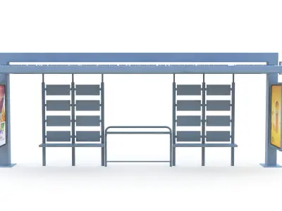 9 Bus Stop Collection Low-poly 3D model