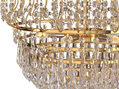  Gold-Plated and Faceted Crystal Chandelier from Rejmyre 3D model