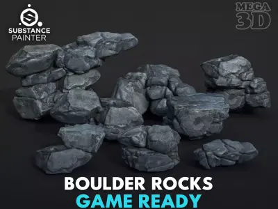 Low poly Boulder Rock 230410 Low-poly 3D model