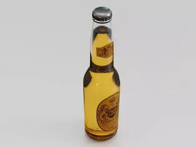 Beer Bottle Twin Lions Brand Low-poly 3D model