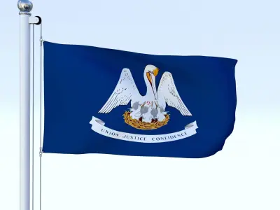 Animated Louisiana Flag Low-poly 3D model