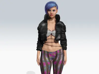 Scifi cyberpunk Girl - Fully Rigged Low-poly 3D model