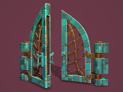 Fantasy door Low-poly 3D model