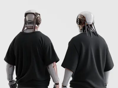 Futuristic Humanoid Robots Set of 2 3D model