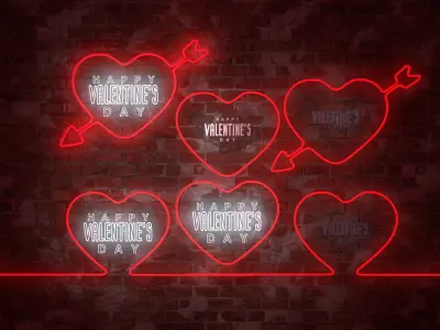 Neon Hearts Pack1 Low-poly 3D model