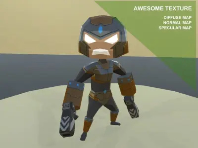 Cyborg Soldier - Low Poly - Game Ready Low-poly 3D model