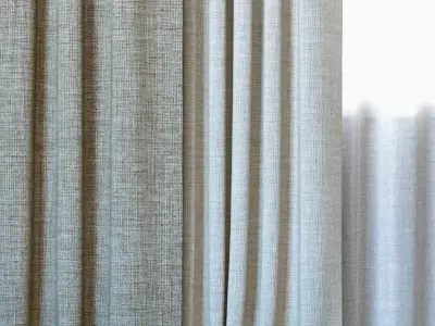 Curtains 01 Curtains with Tulle 3D model