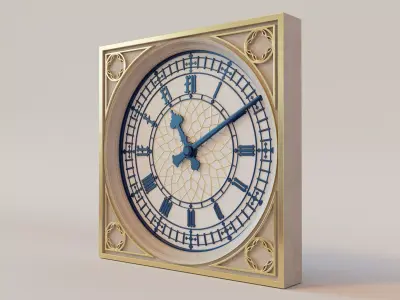 Gold Tower Clock 3D model