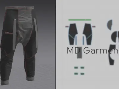 Cyberpunk Pants - Marvelous Designer  3D model