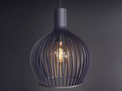 Wooden hanging lamp 3D model