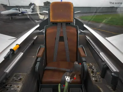  Silver Vintage Military Jet Plane Blue Markings with Interior Rigged for Maya 