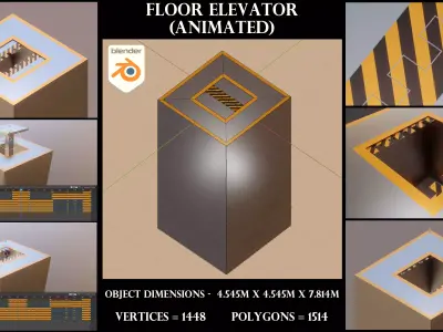 Animated Floor Elevator Low-poly 3D model