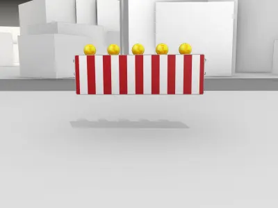 Construction Barrier 4 with warning lights 600-37 500x1600mm Low-poly 3D model