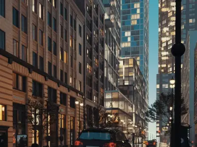 Low Poly City Street Scene   Modern Urban Exterior   Game Ready Low-poly 3D model