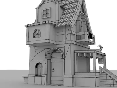 House3d old house with roof and stairs Free low-poly 3D model