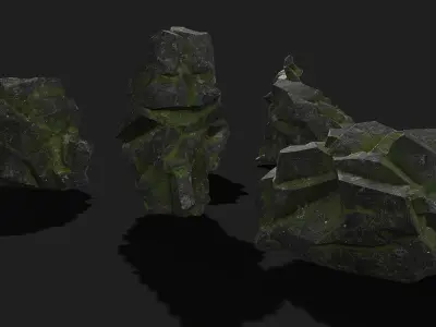 Mountain desert Rocks - PBR Pack 06 Low-poly 3D model