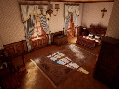 Victorian bedroom interior 3D model