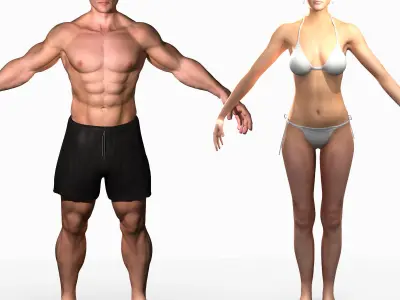 Male and Female Characters Unrigged 3D model