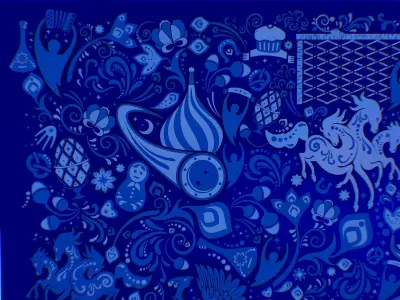 Russian classical ornaments in vector 3d Texture