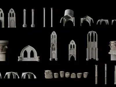 Gothic Modular Kit 3D model
