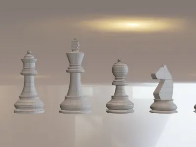 Chess Game Board and Pieces 3D model