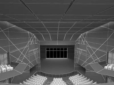 Theater empty auditorium with seats Low-poly 3D model