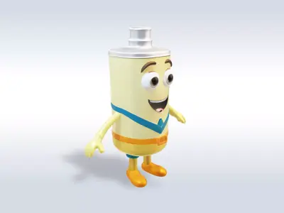 3D Cartoon character t pose flask back to school  3D model
