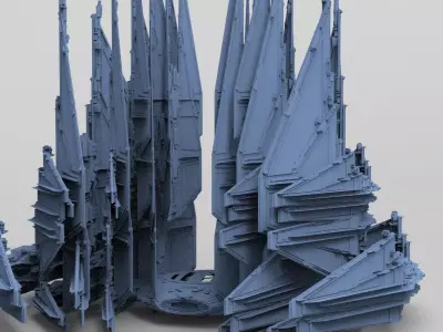 Sci-Fi Ocean Tech ship barrior Shield 4 Designs  3D model