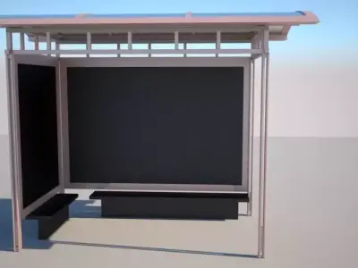 Bus stop shelter Low-poly 3D model