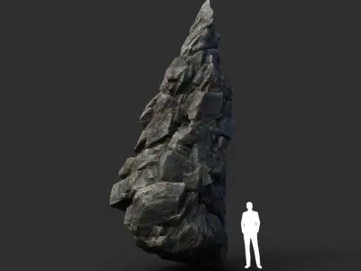 Low poly Black Cliff Modular Rock 210712 Low-poly 3D model