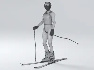 Female Skier Animated HQ Standard License 