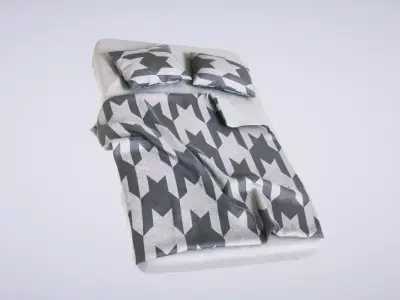 Bed with Pillows 3D model