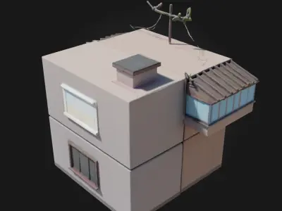 Cubist Dwellings  Abstract Living in Geometric Harmony 3D model