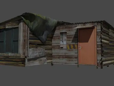 Shanty slum settlement pack Low-poly 3D model