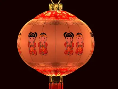 Chinese red lantern Low-poly 3D model