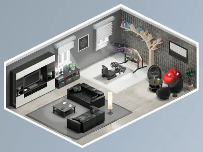 Room 44 Low-poly 3D model