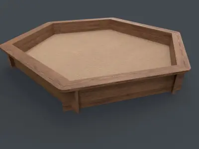 PBR Outdoor Wooden Sandbox Hexagon C Low-poly 3D model