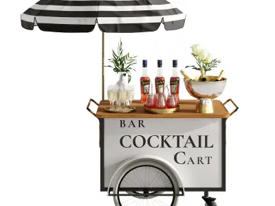 Drink cart white bar 3D model