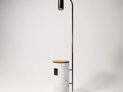 Floor lamp with marble base Low-poly 3D model