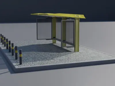 Bus stop Low-poly 3D model