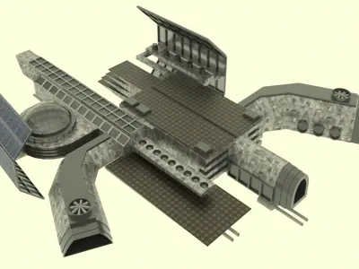 Antonov Spaceship Station  Low-poly 3D model