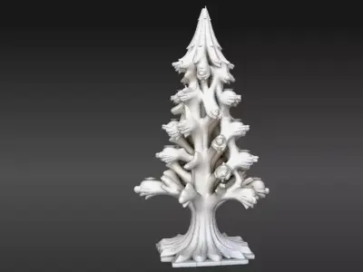 Winter Tree Lantern 3D Model Tree Decor with Lantern Slots Low-poly 3D model