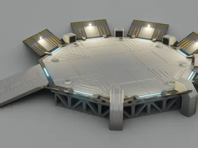 Sci-fi Landing Pad - Low poly - Game ready - PBR Low-poly 3D model