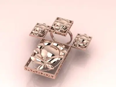 The Floral Lattice Suite Half-Set jewelry 3D model - for her 3D print model