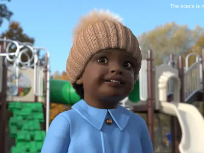  Little Black Girl Light Skin Autumn Clothes Fur Rigged 