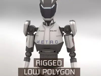 Police Bot LP Rigged Low-poly 3D model