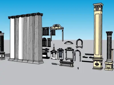 Classic columns collection 3D model Low-poly 3D model