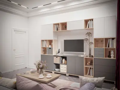 living room interior scene 3D model 3